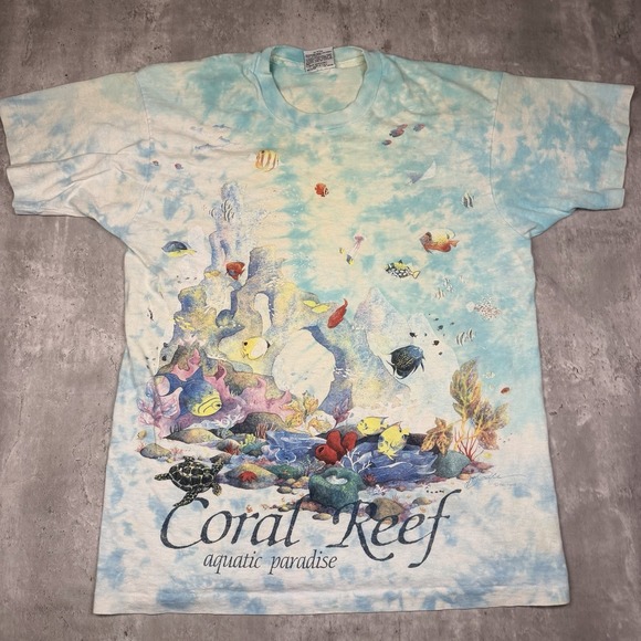 Liquid Blue Other - Vintage Liquid Blue Shirt Men's L Tie-Dye Coral Reef Fish AOP Graphic Tee 1992